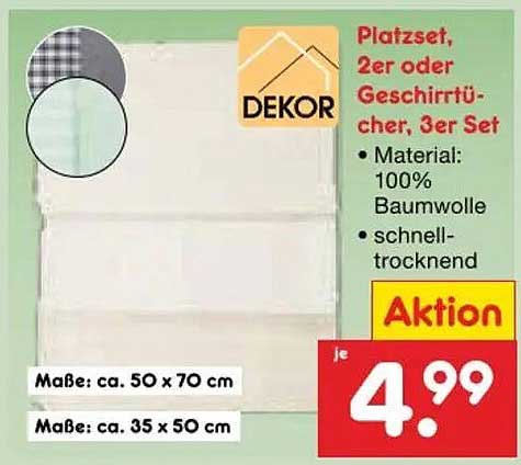 Platzset, 2er oder Geschirrtücher, 3er Set