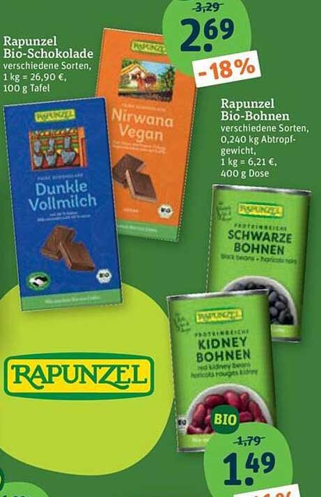 Rapunzel Bio-Schokolade verschiedene Sorten, 1 kg = 26,90 €, 100 g Tafel