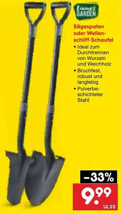 Sägespaten oder Wellen-schliff-Schaufel