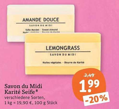 Savon du Midi Karité Seife⁸ verschiedene Sorten, 1 kg = 19,90 €, 100 g Stück