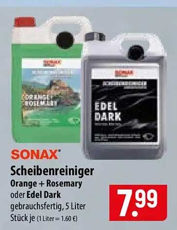 Scheibenreiniger Orange + Rosemary oder Edel Dark gebrauchsfertig, 5 Liter Stück je (1 Liter = 1.60 €)