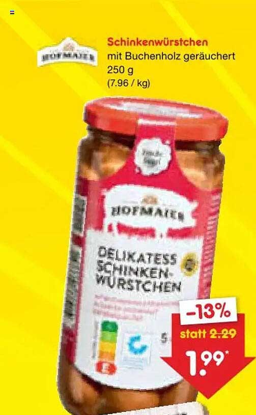 Schinkenwürstchen mit Buchenholz geräuchert 250 g