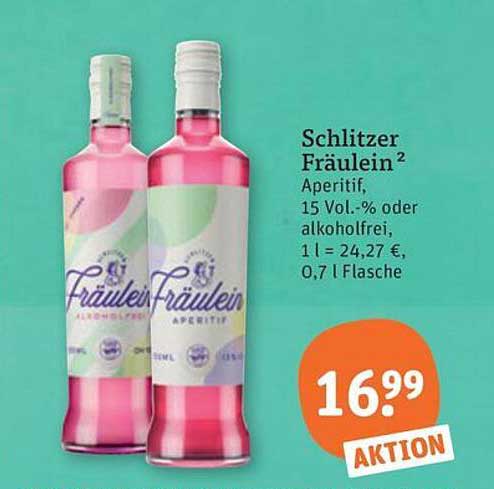 Schlitzer Fräulein² Aperitif, 15 Vol.-% oder alkoholfrei, 1 l = 24,27 €, 0,7 l Flasche
