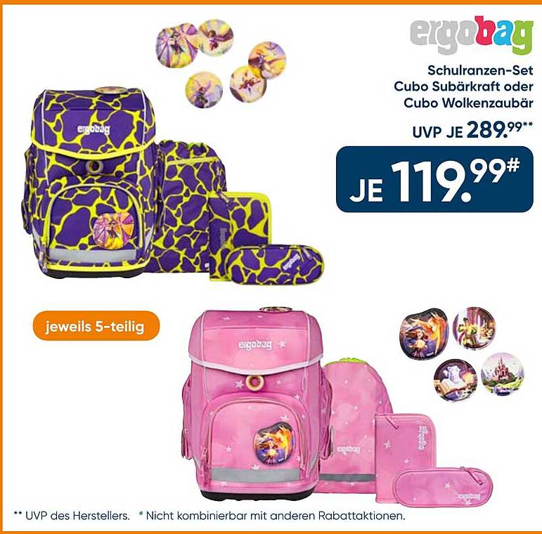 Schulranzen-Set Cubo Subärkraft oder Cubo Wolkenzauber
