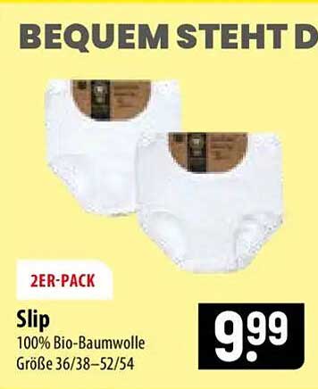Slip 100% Bio-Baumwolle Größe 36/38–52/54
