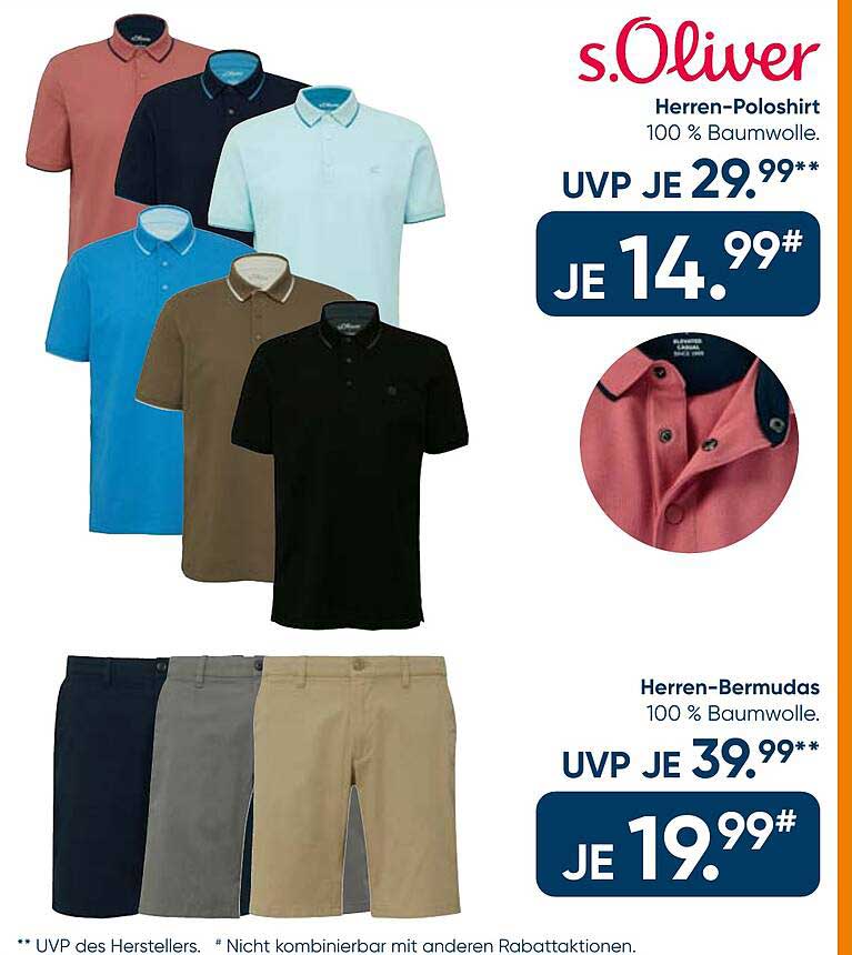 s.Oliver Herren-Poloshirt 100 % Baumwolle