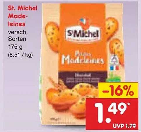 St. Michel Madeleines versch. Sorten 175 g (8.51 / kg)