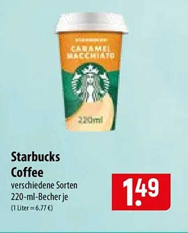 Starbucks Coffee verschiedene Sorten 220-ml-Becher je (1 Liter = 6.77 €)