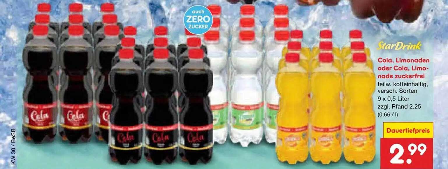 StarDrink Cola, Limonaden oder Cola, Limonade zuckerfrei