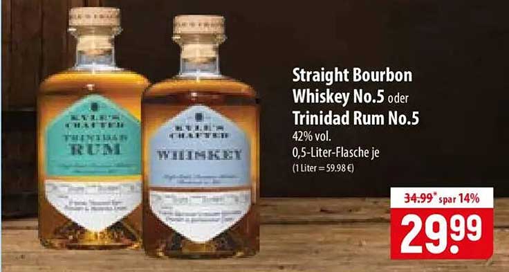 Straight Bourbon Whiskey No.5 oder Trinidad Rum No.5
