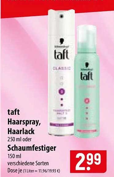 taft Haarspray, Haarlack 250 ml oder Schaumfestiger 150 ml verschiedene Sorten