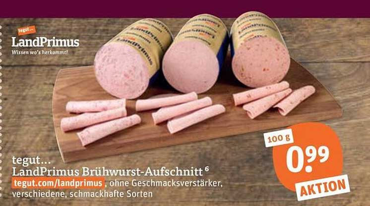 tegut... LandPrimus Brühwurst-Aufschnitt