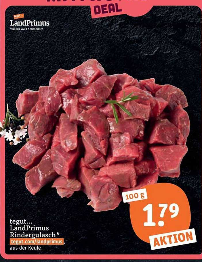 tegut... LandPrimus Rindergulasch aus der Keule
