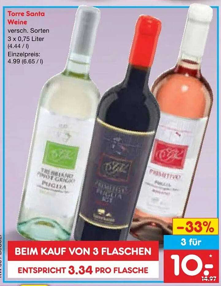 Torre Santa Weine versch. Sorten 3 x 0,75 Liter