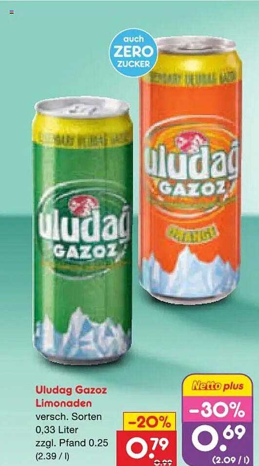 Uludag Gazoz Limonaden versch. Sorten 0,33 Liter zzgl. Pfand 0.25