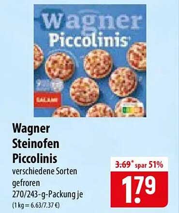 Wagner Steinofen Piccolinis verschiedene Sorten gefroren 270/243-g-Packung je