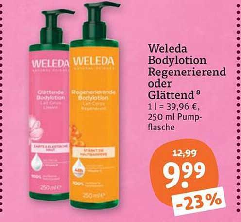 Weleda Bodylotion Regenerierend oder Glättend⁸ 1 l = 39,96 €, 250 ml Pumpflasche