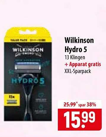 Wilkinson Hydro 5 13 Klingen + Apparat gratis XXL-Sparpack
