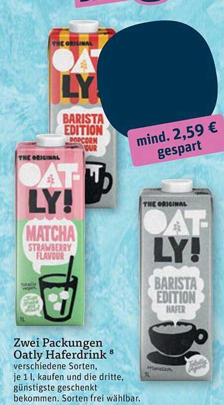 Zwei Packungen Oatly Haferdrink