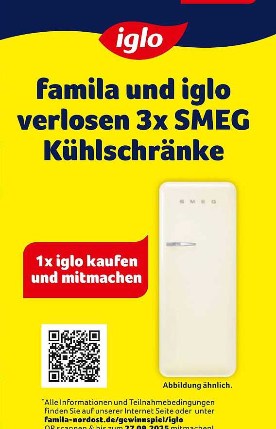 3x SMEG Kühlschränke gewinnen - Teilnahme mit iglo!