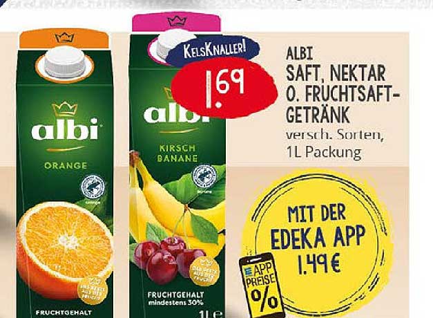 ALBI Saft, Nektar oder Fruchtsaft-Getränk, 1L Packung, verschiedene Sorten