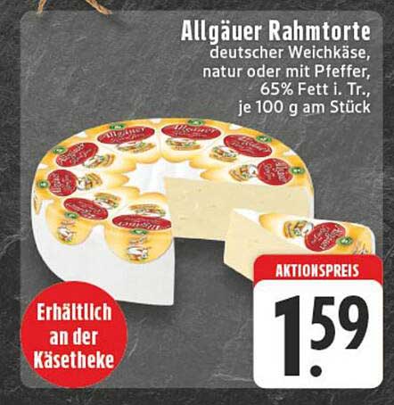 Allgäuer Rahmtorte – deutscher Weichkäse, natur oder mit Pfeffer