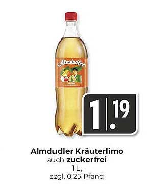 Almdudler Kräuterlimonade 1 L, auch zuckerfrei
