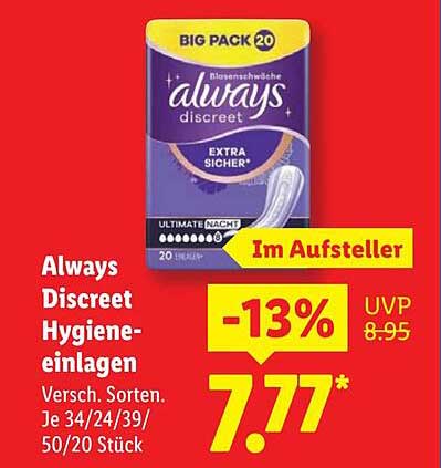 Always Discreet Hygiene-Einlagen – Extra Sicherheit für jede Situation