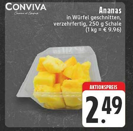 Ananas in Würfeln, verzehrfertig, 250 g Schale