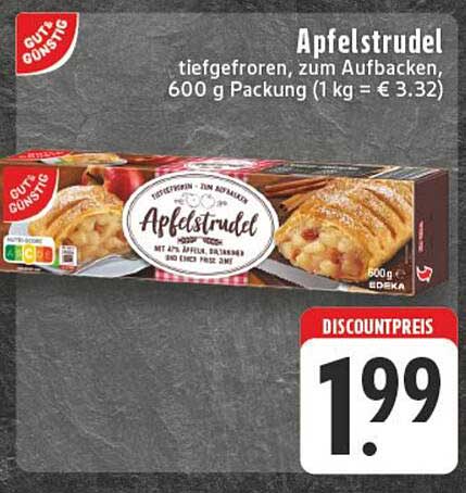 Apfelstrudel tiefgefroren, zum Aufbacken, 600 g Packung