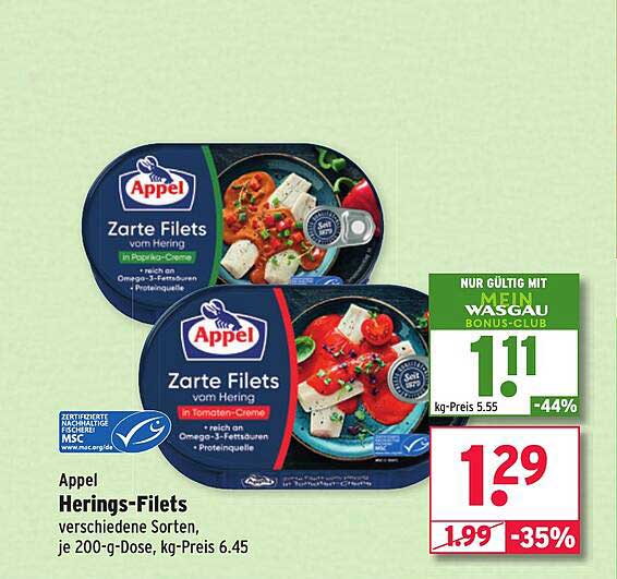 Appel Herings-Filets verschiedene Sorten, je 200-g-Dose
