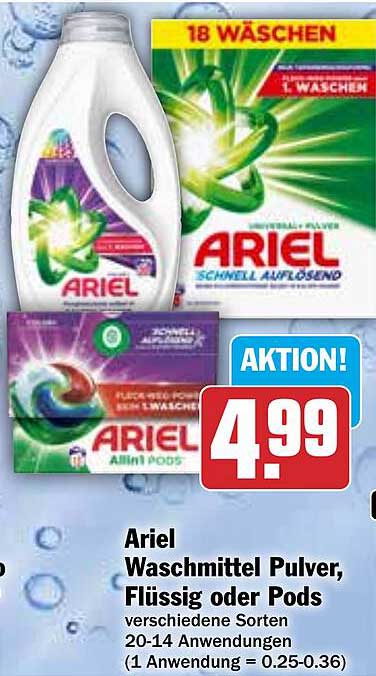 Ariel Waschmittel Pulver, Flüssig oder Pods - verschiedene Sorten