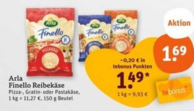 Arla Finello Reibekäse - Pizza-, Gratin- oder Pastakäse