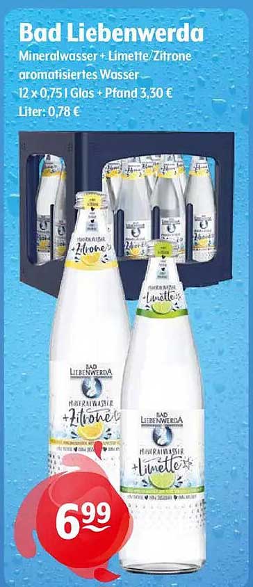 Bad Liebenwerda Mineralwasser + Limette/Zitrone aromatisiertes Wasser 12 x 0,75 l