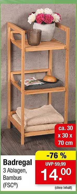 Badregal 3 Ablagen, Bambus (FSC®)