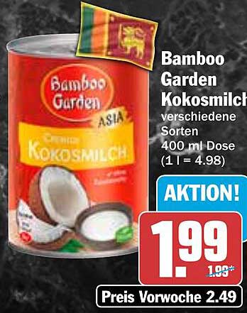 Bamboo Garden Kokosmilch verschiedene Sorten 400 ml Dose