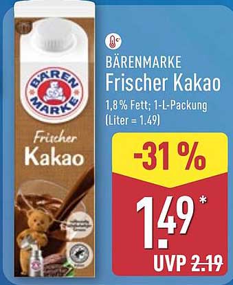 BÄRENMARKE Frischer Kakao 1 L
