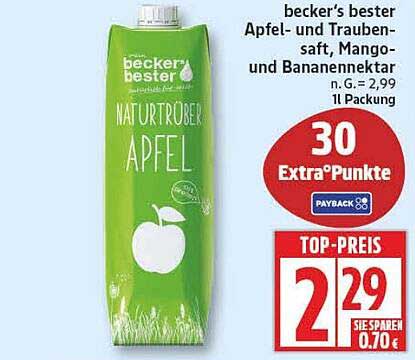 becker's bester Apfel- und Traubensaft, Mango- und Bananennektar 1L Packung