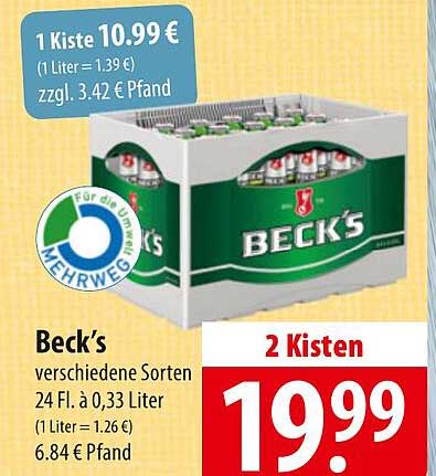 Beck's 2 Kisten für nur 19,99 €