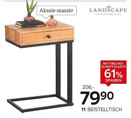 Beistelltisch Landscape aus massivem Akazienholz
