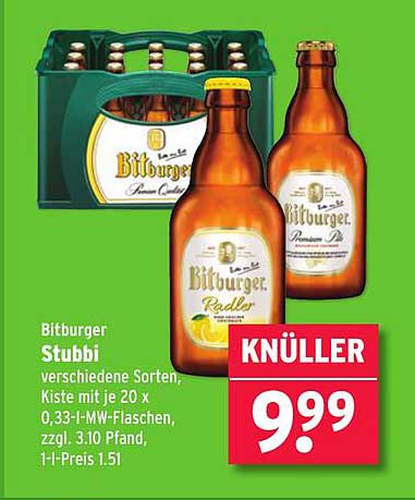Bitburger Stubbi Kiste 20 x 0,33 l - Verschiedene Sorten