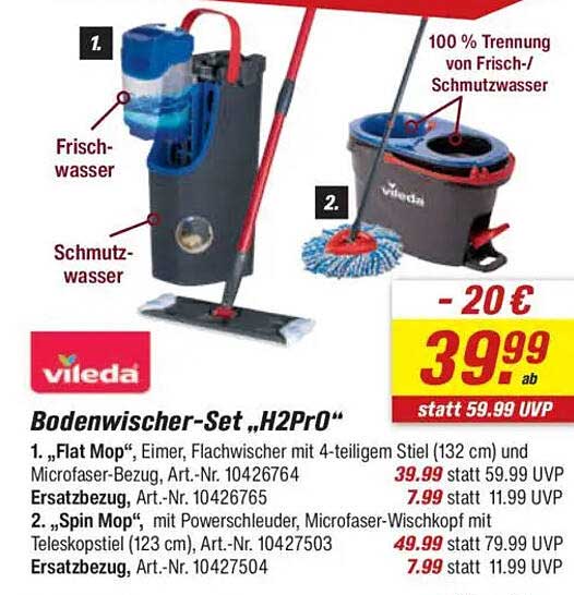 Bodenwischer-Set „H2Pro“ von Vileda