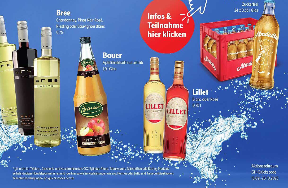 Bree: Chardonnay, Pinot Noir Rosé, Riesling oder Sauvignon Blanc, 0,75 l