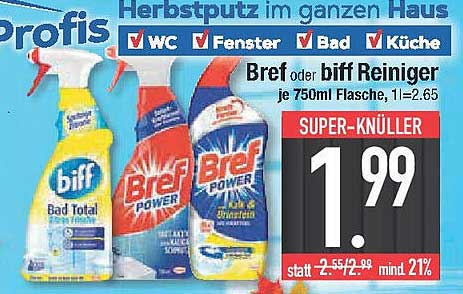 Bref oder biff Reiniger, je 750ml Flasche