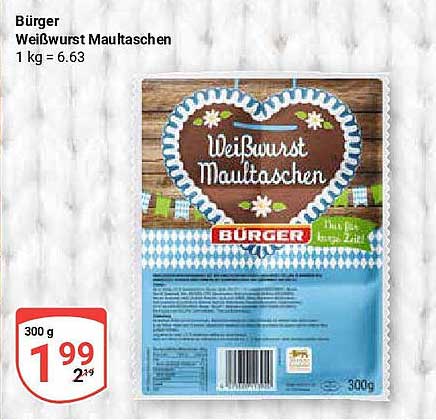 Bürger Weißwurst Maultaschen 300g