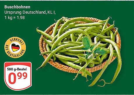 Buschbohnen 500 g Beutel - Herkunft Deutschland