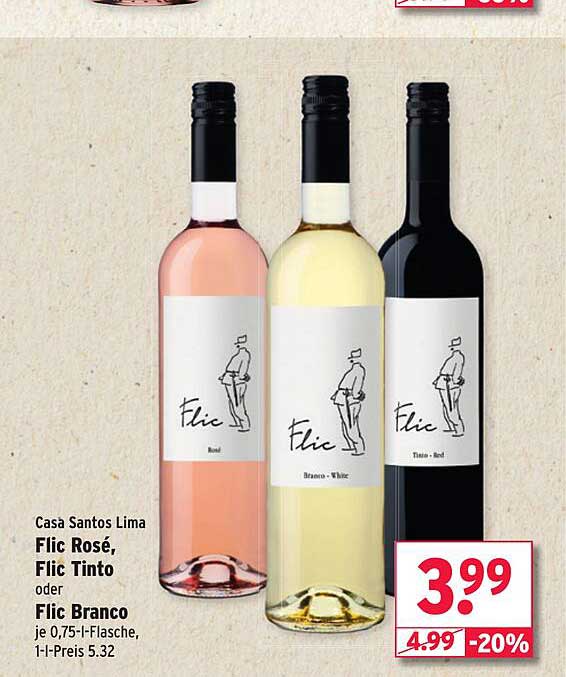 Casa Santos Lima Flic Rosé, Flic Tinto oder Flic Branco je 0,75-l-Flasche