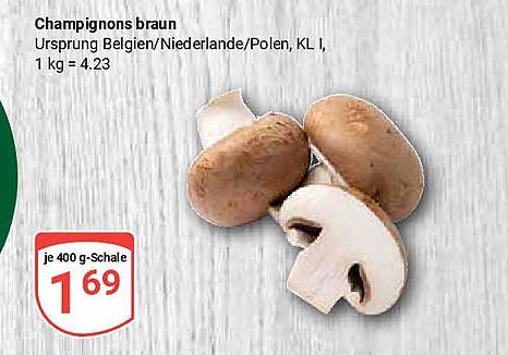 Champignons braun 400 g für nur 1,69 €