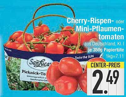 Cherry-Rispen- oder Mini-Pflaumentomaten aus Deutschland, Kl. I