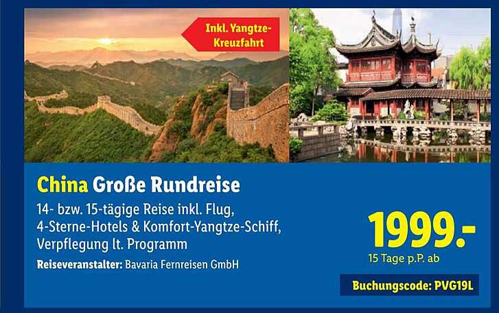 China Große Rundreise – 14- bzw. 15-tägige Reise inkl. Flug und Yangtze-Kreuzfahrt